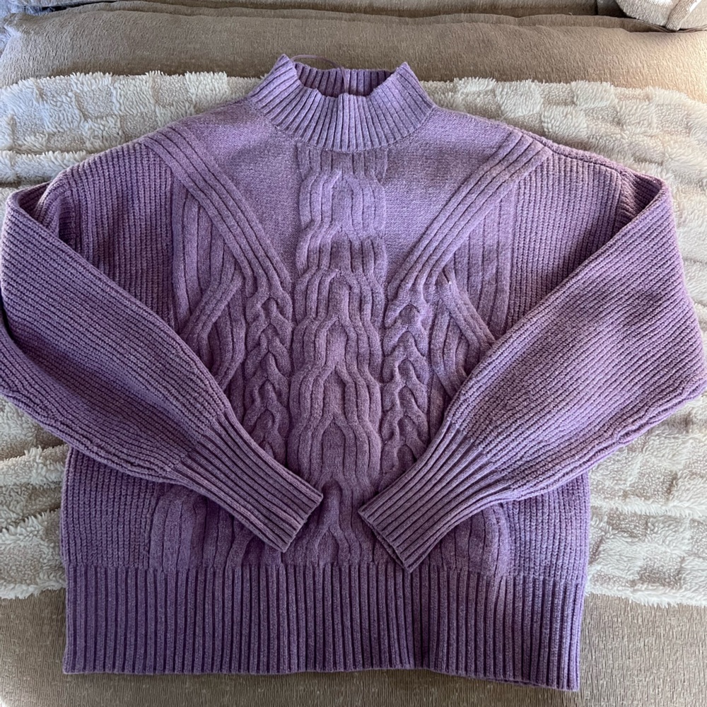 Purple Cable Knit Sweater
